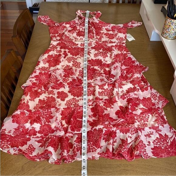 Chelsea28 Nordstrom Pink & Red Floral Off Shoulder Midi Dress Size XL - Picture 7 of 11